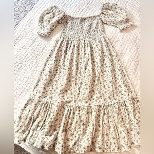 Floral Cream Dress with blue flowers